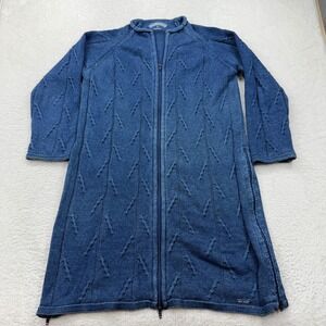 Blue Willis Indigo Cotton Knit Full Zip Cardigan Sweater Dress Denmark Womens M
